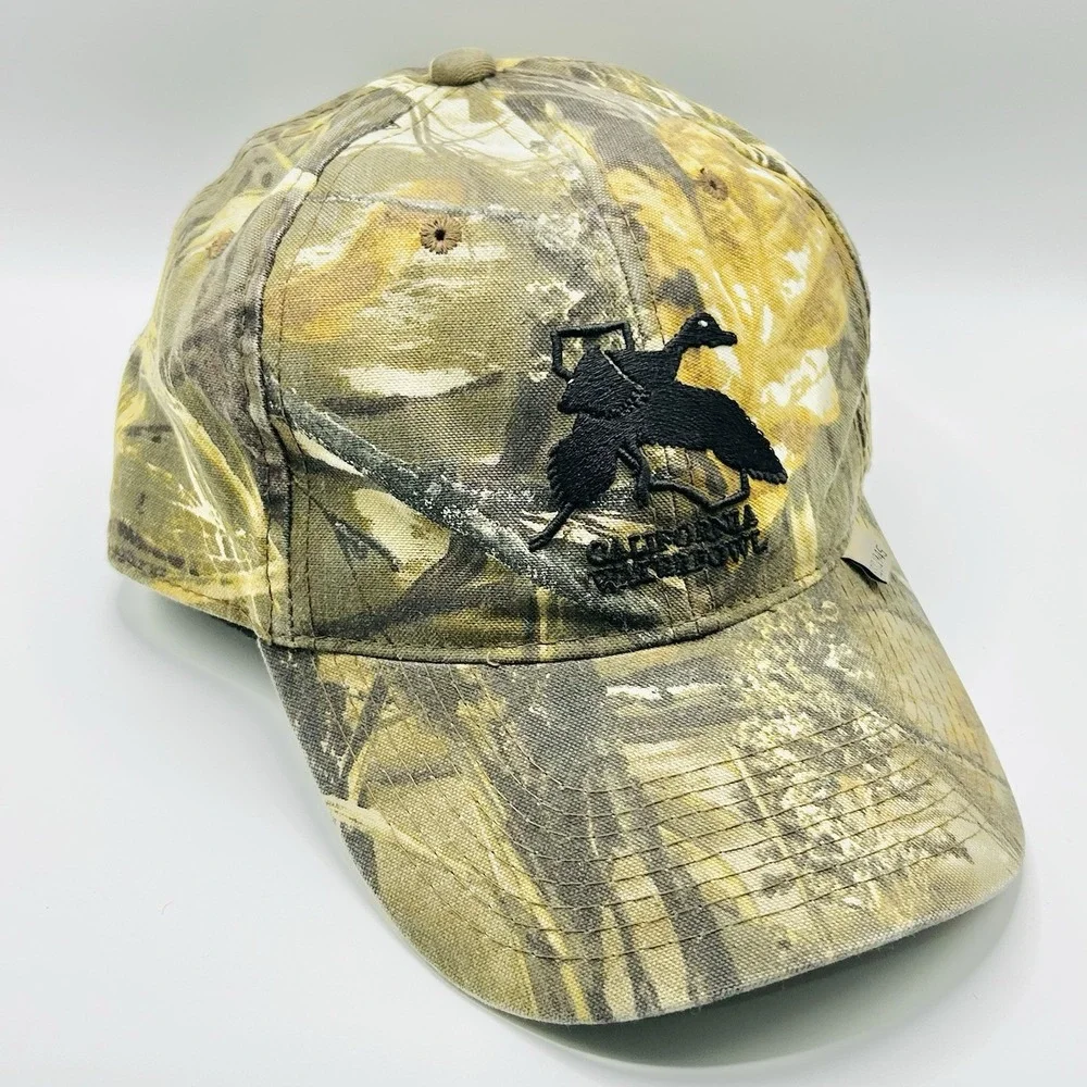 California Waterfowl Duck Mallard Camo Hat Cap Adjustable Strapback Brown Hiking